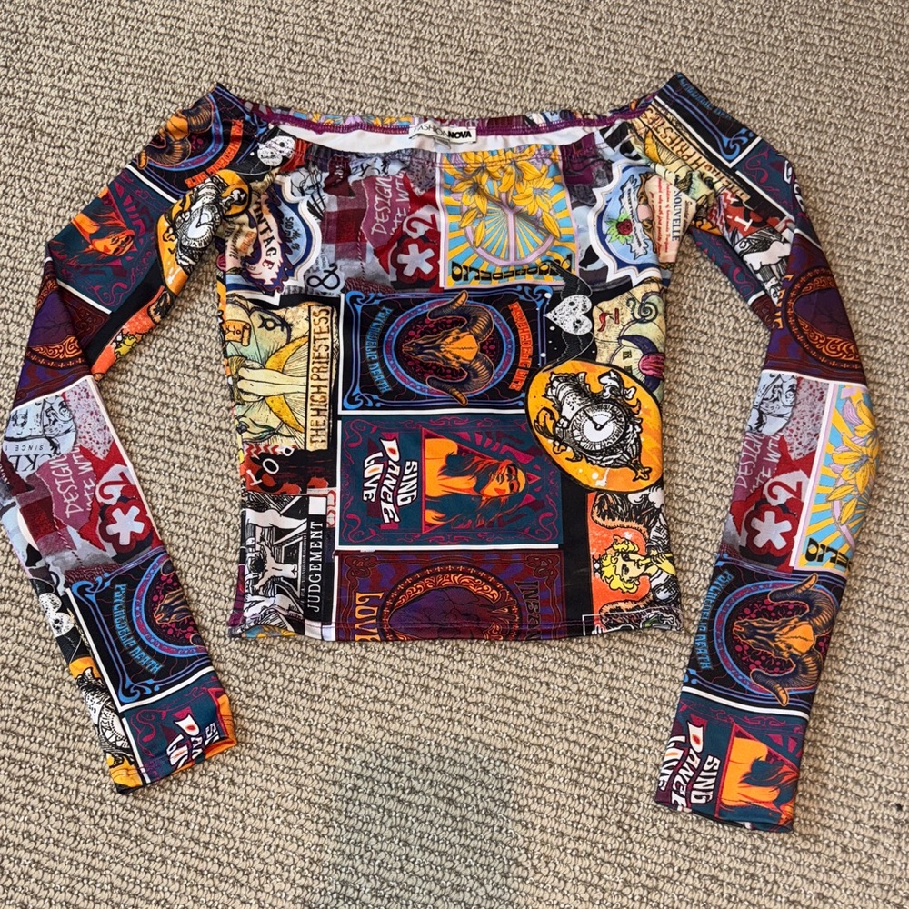 Colorful Graphic Long Sleeve Top XS